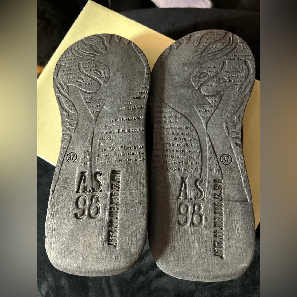 A.S.98 Rafe Wedge Suede Black Slide Sandals. NWOT🌻 Size 37 - Picture 6 of 11